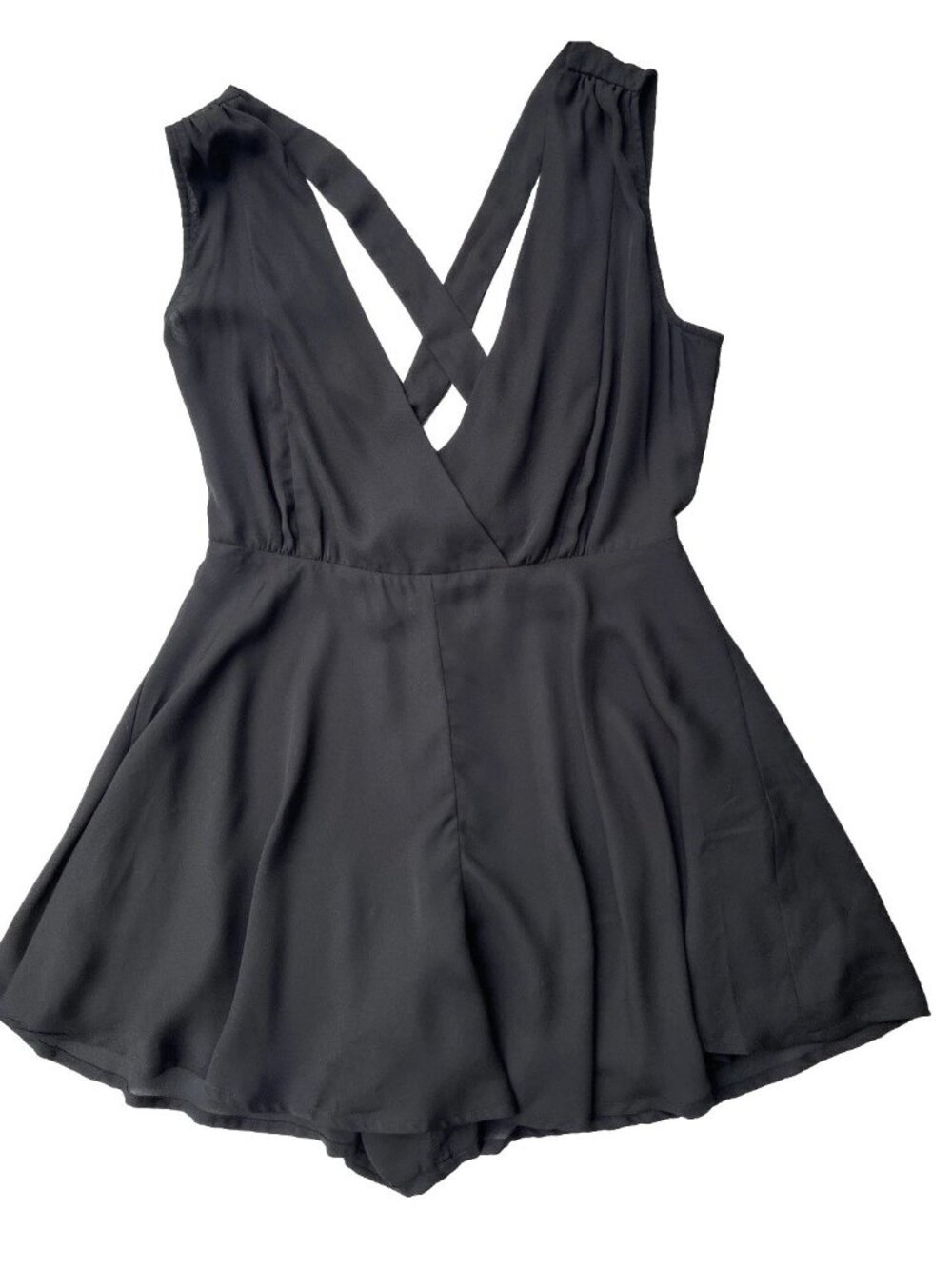 Nasty Gal Black Chiffon Cross Back Romper NWOT Size S - Picture 10 of 11